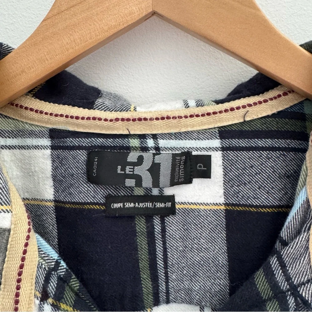 SIMONS | Plaid Button Up Hoodie 100% Cotton Size Small - Picture 4 of 5